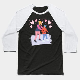 Mom and Daughter ice skating together Baseball T-Shirt